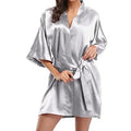 RB030 Sexy Large Size Satin Night Robe Lace Bathrobe | SAMAG