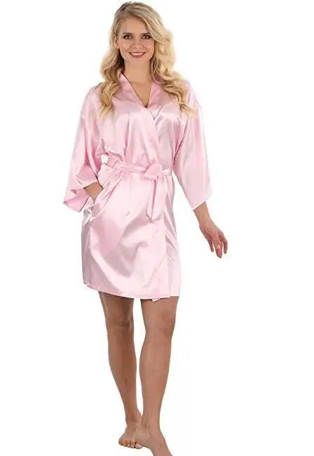 RB030 Sexy Large Size Satin Night Robe Lace Bathrobe | SAMAG