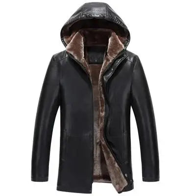 2026 Winter New Fur One Coats Men's Business Leisure Leather Jacket Thick Men Fur Clothing Sheepskin Hooded Jackets Detachable