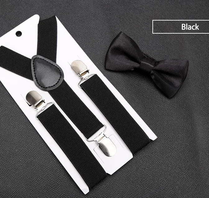 Kids Suspenders with Bowtie Fashion Children Bow Tie Set Boys Braces Girls Adjustable Baby Wedding - Visuel 21 | SAMAG