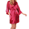 New Black Chinese Women's Faux Silk Robe Bath Gown Hot Sale Kimono Yukata Bathrobe Solid Color Sleepwear S M L XL XXL NB032