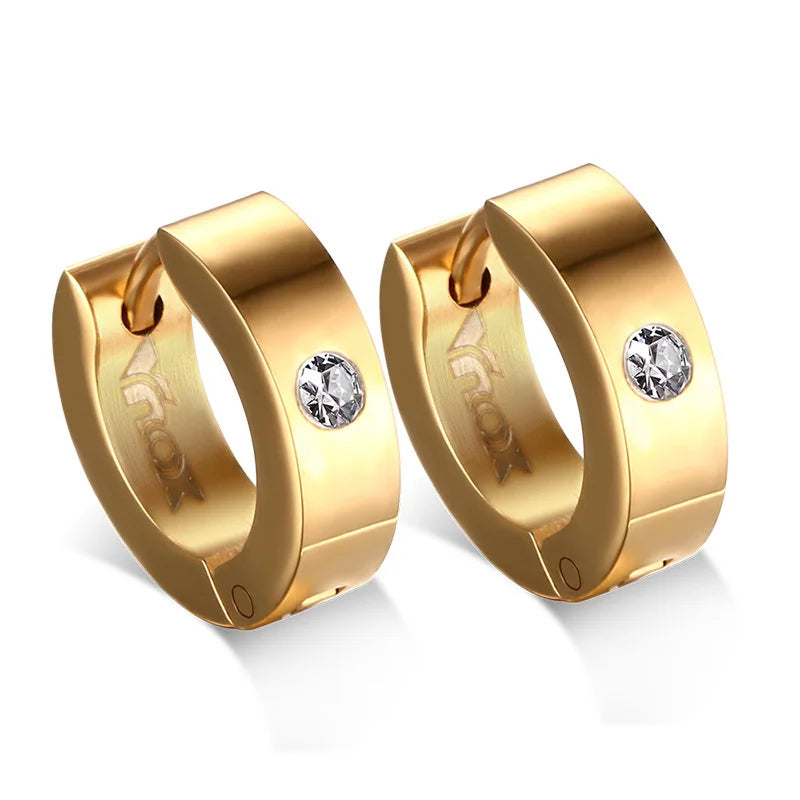 Vnox Cute Hoop Earrings For Women Men Stainless Steel Ear Cuff Brincos Huggie Jewelry