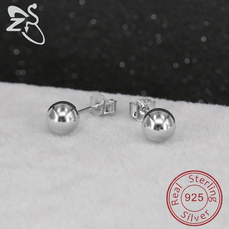 2.5-6mm Ball Stud Earrings 925 Sterling Silver High Quality Ear Studs Piercing Cartilage Small Balls Earring Body Accessories