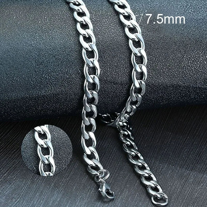 Vnox Men's Cuban Link Chain Necklace Stainless Steel Black Gold Color Male Choker colar Jewelry Gifts for - Visuel 8 | SAMAG