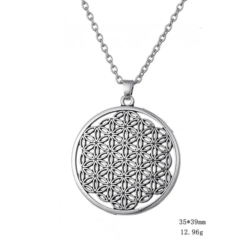 My Shape Flower of Life Mandala Necklace for Women Pendant Sacred Geometry Aesthetic Choker Fashion Jewelry Gifts Link Chain