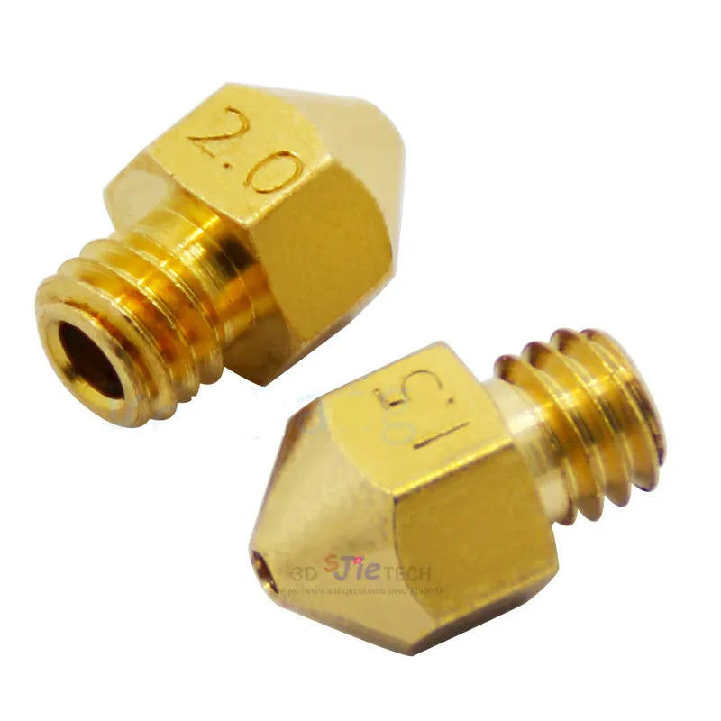 Large Caliber Copper Nozzle brass nozzle 1.0mm 1.5mm 2.0mm Larger Diameter M6 For 1.75/3mm Filament 3D Printer Accessories