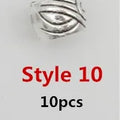 10pcs/pack Antique Silver different 10 styles hair braid dread dreadlock beads rings tube approx 5.9-6.4mm inner hole jewelry