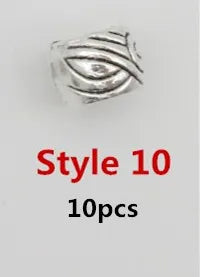 10pcs/pack Antique Silver different 10 styles hair braid dread dreadlock beads rings tube approx 5.9-6.4mm inner hole jewelry