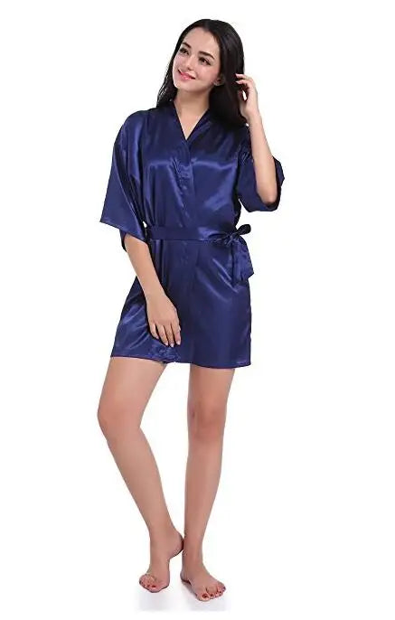 RB030 Sexy Large Size Satin Night Robe Lace Bathrobe | SAMAG