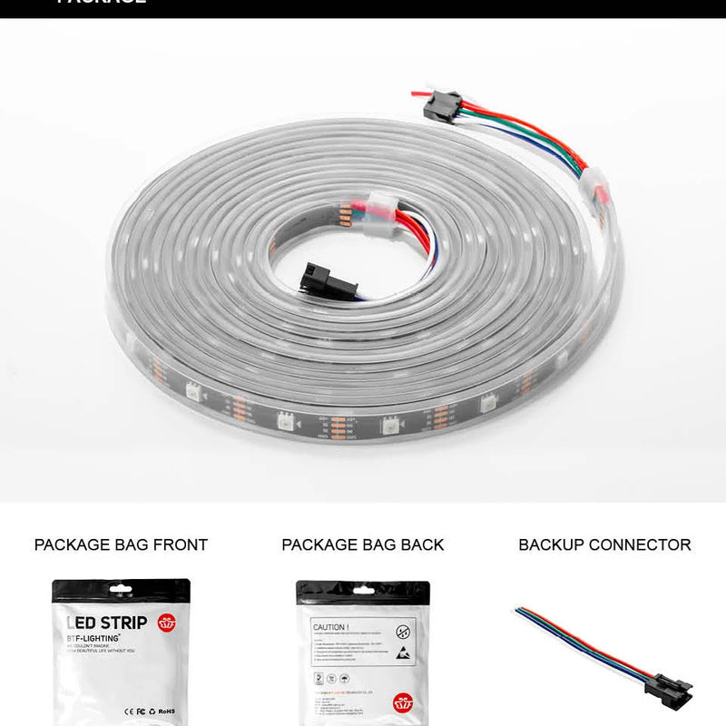 WS2813 Led Strip Light Dual Signal Individually Addressable 1m 4m 5m 30 60 100 144 LEDs WS2812B Updated Black White PCB DC5V