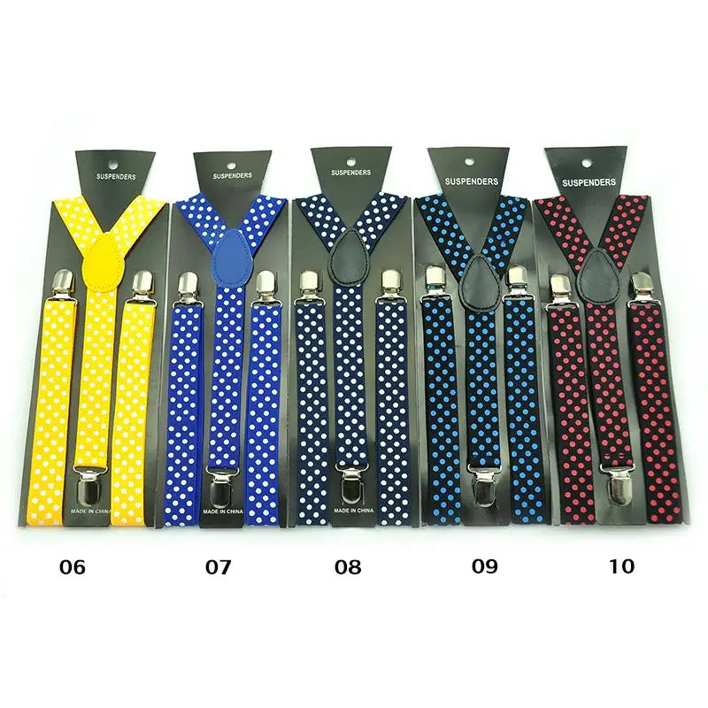 Women'S Men Unisex Shirt Suspenders For Trousers 2.5cm Fashion Polka Dot Pants Holder Y-back Elastic Shoulder Straps Wedding Top
