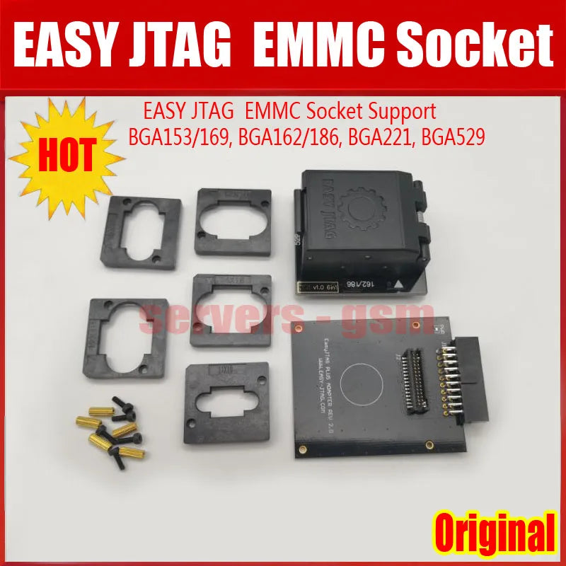 2026 NEW Original EASY JTAG EMMC Socket Adapter ( Support eMMC BGA153/169, BGA162/186, BGA221,BGA529)