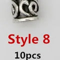 10pcs/pack Antique Silver different 10 styles hair braid dread dreadlock beads rings tube approx 5.9-6.4mm inner hole jewelry