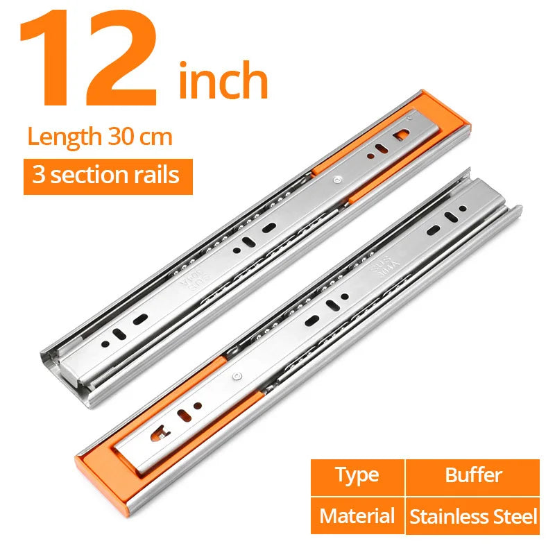 KAK 10" - 22" Stainless Steel Drawer Slides Soft Close | SAMAG