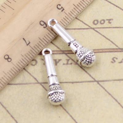 10pcs Charms Microphone 25x7mm Tibetan Bronze Silver Color Pendants Antique Jewelry Making DIY Handmade Craft | SAMAG