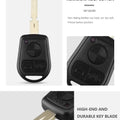 KEYYOU 3 Button Uncut Blade Car Key Replacement Remote Key Case Shell for BMW E31 E32 E34 E36 E38 E39 E46 Z3 Fob Uncut key case
