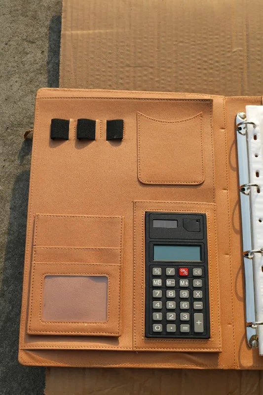 Creative Leather A4 File folder Padfolio multifunction organizer planner notebook ring binder Busniess School office Supplies