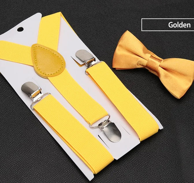 Kids Suspenders with Bowtie Fashion Children Bow Tie Set Boys Braces Girls Adjustable Baby Wedding - Visuel 12 | SAMAG