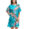 High Quality Chinese Women Silk Home Dress Robe Summer Lounge Nightshirt Short Sleeve Sleepwear Nightgown Plus Size 6XL A-073