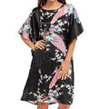 High Quality Chinese Women Silk Home Dress Robe Summer Lounge Nightshirt Short Sleeve Sleepwear Nightgown Plus Size 6XL A-073