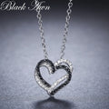 Black Awn Silver Color Necklace Women Jewelry Heart Black&White Stone Pendants P107