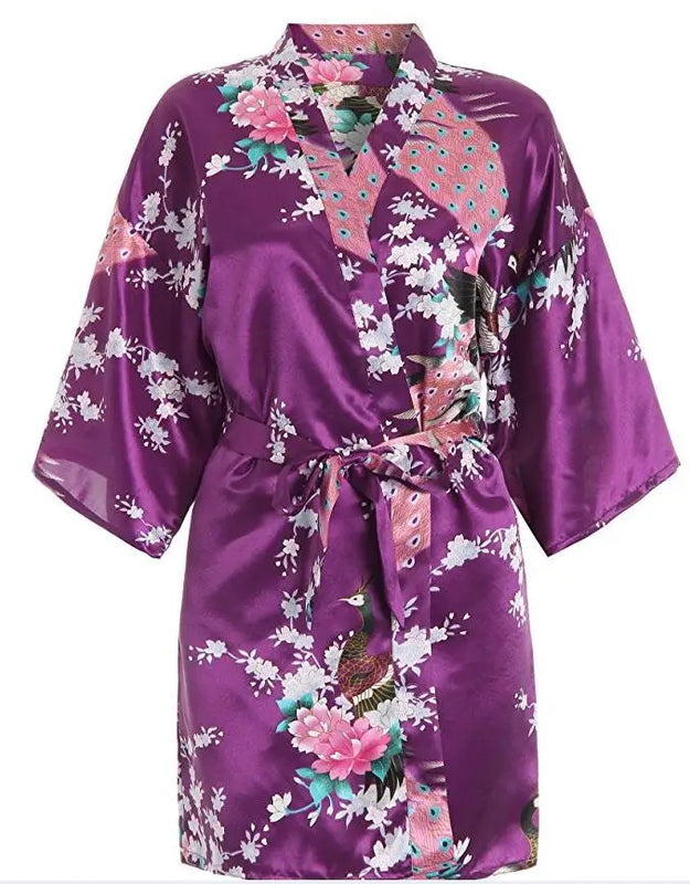 RB030 Sexy Large Size Sexy Satin Night Robe Lace Bathrobe Perfect Wedding Bride Bridesmaid Robes Dressing Gown For Women