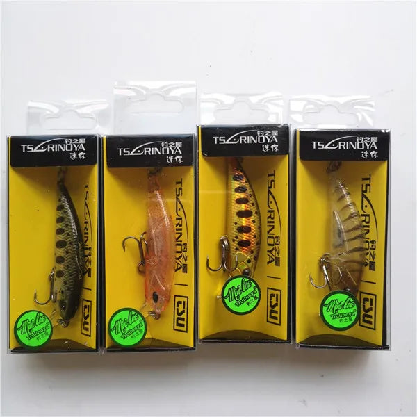 Tsurinoya 4PC 50mm 5g Sinking Minnow Artificial Bait for Trout Bass Fishing Wobbler Laser Hard Long Cast Fishing Lure DW63