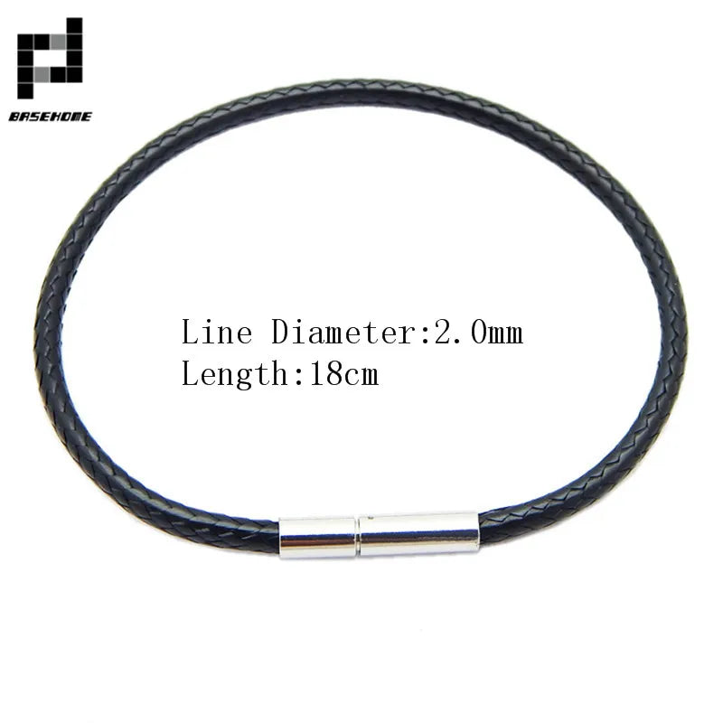 1.5/2/3mm Black Red Bracelet Stainless Steel Clasp For Women Man Couple Leather String Homme Hand Thread Male Jewelry Trending