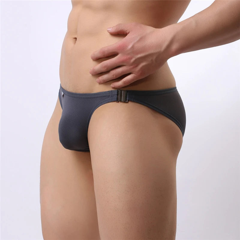 Brave Person Brand New Men's Briefs Sexy Fashion Underwear Bikini Side Metal Buckle Underwear Men Briefs High Quality B1146