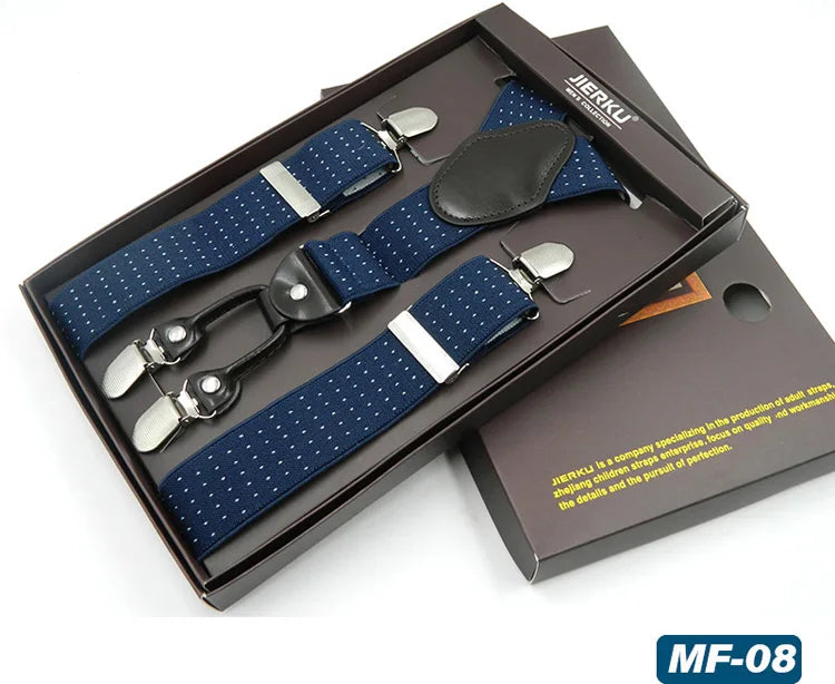 Man Suspenders Fashion Braces Adjustable 4 Clips Leather Belt Strap Tirante Trousers Suspensorio Father - Visuel 21 | SAMAG