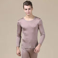 SuyaDream Men Long Johns Natural Silk Round neck Thermal Underwear For Men Fall Winter Underwear Set