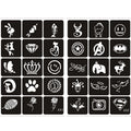 70pcs/5 Sheets Small Glitter Henna Tattoo Stencil for Woman Girl Kids Flower Butterfly Cartoon Airbrush Tattoo Drawing Template