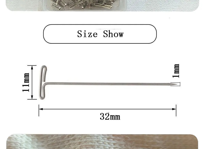 50pcs Tpins Long 32mm Silver T Shape Needles Pin For Wigs Hair Weaving Tools Salon Styling Tools Mannequin Head Wig Stand