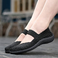 Womens Woven Sneakers Slip On Flat Woman Gym Shoes Non-slip Soft Female Summer Footwear Leisure Loafers Black Sneaker Plus Size