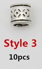 10pcs/pack Antique Silver different 10 styles hair braid dread dreadlock beads rings tube approx 5.9-6.4mm inner hole jewelry