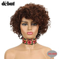 Debut Ombre Short Curly Human Hair Wigs Remy Short Bob Wigs 100% Human Hair Cheap Pixie Cut Human Hair Full Wigs For Black Women