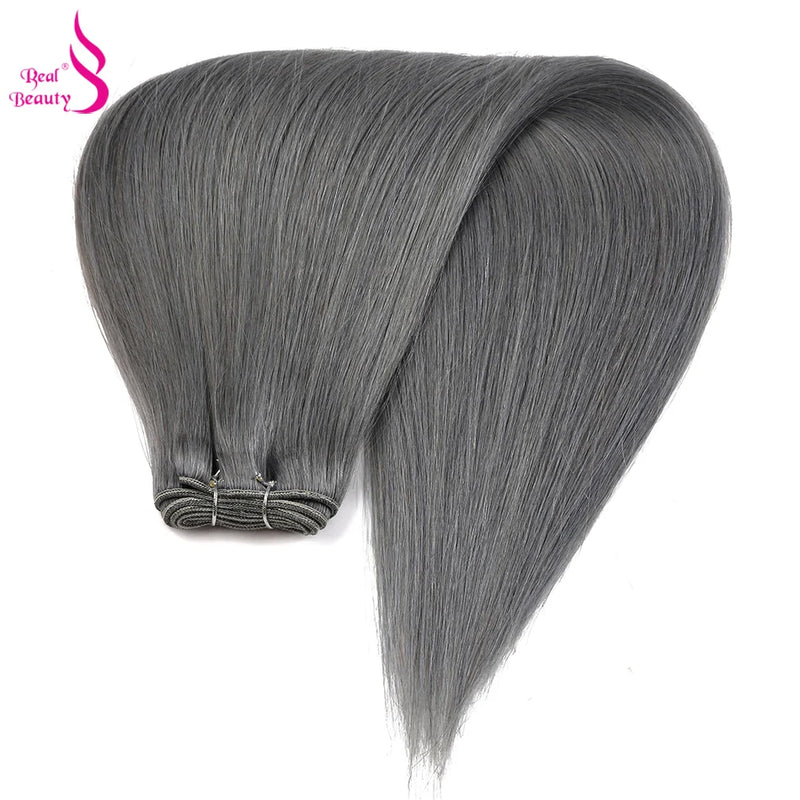 Real Beauty Platinum Blond Brazilian Straight Hair Weave Bundles 14"-28" Hight Ratio Remy Hair Extensions Brown #4 Blond P6/613#