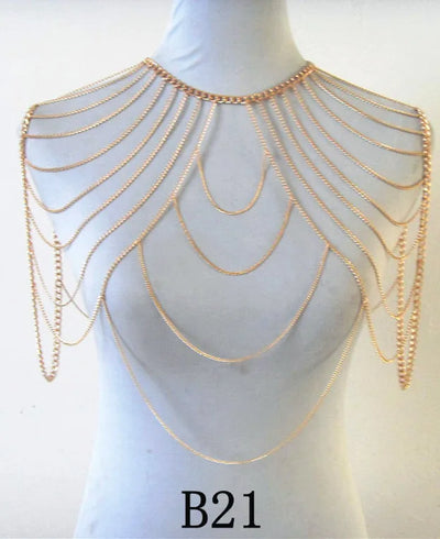 STYLE A36 Gold Colour CHAIN DOUBLE SHOULDERS JEWELRY 3 | SAMAG