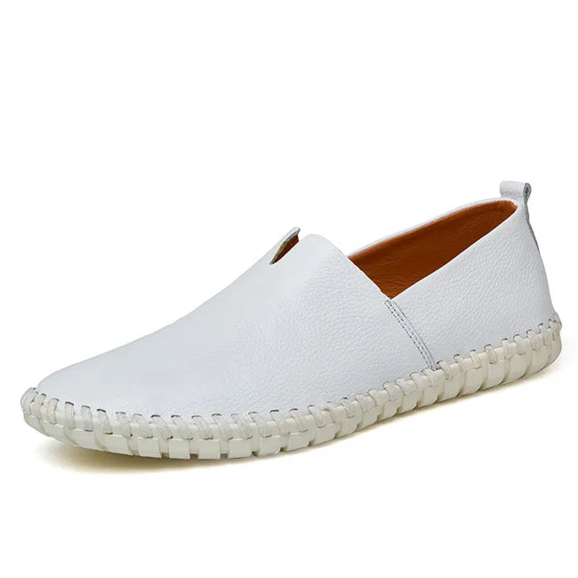 MIXIDELAI Genuine Cow Leather Mens Loafers Fashion Handmade Moccasins Soft Leather Blue Slip On Men's Boat Shoe PLUS SIZE 38~47