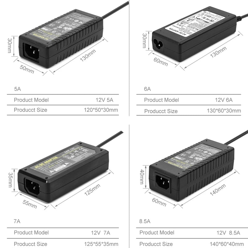 DC12V LED Power Supply 1A 2A 3A 5A 6A 7A 8A 10A Switch Transformer for WS2811 WS2815 LED Strip Light Adapter 5050 3528 LED Light