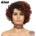 Debut Ombre Short Curly Human Hair Wigs Remy Short Bob Wigs 100% Human Hair Cheap Pixie Cut Human Hair Full Wigs For Black Women