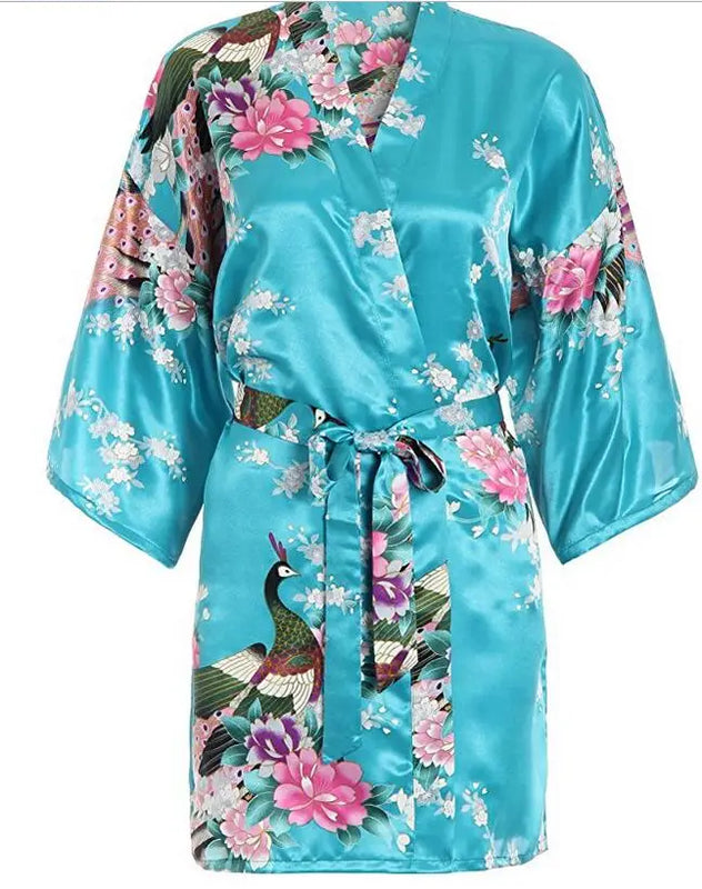 RB030 Sexy Large Size Sexy Satin Night Robe Lace Bathrobe Perfect Wedding Bride Bridesmaid Robes Dressing Gown For Women