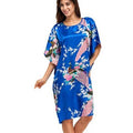 High Quality Chinese Women Silk Home Dress Robe Summer Lounge Nightshirt Short Sleeve Sleepwear Nightgown Plus Size 6XL A-073