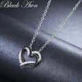 Black Awn Silver Color Necklace Women Jewelry Heart Black&White Stone Pendants P107
