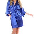 New Black Chinese Women's Faux Silk Robe Bath Gown Hot Sale Kimono Yukata Bathrobe Solid Color Sleepwear S M L XL XXL NB032