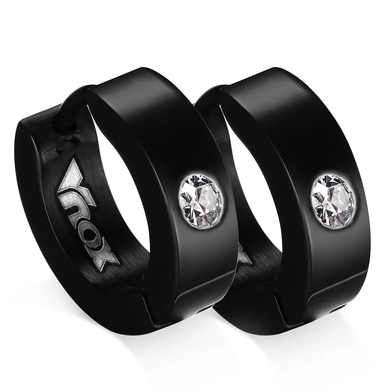 Vnox Cute Hoop Earrings For Women Men Stainless Steel Ear Cuff Brincos Huggie Jewelry