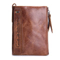 CONTACT'S Fashion Genuine Leather Women Wallet Bifold Card Holder Coin Purse Small Women's Purse Money Clip Men Pocket Wallets