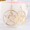 imixlot Big Round Pentagram Star Earrings Gothic Ear Hook Drop Earrings For Women Pendientes Fashion Jewelry