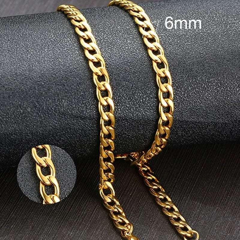 Vnox Men's Cuban Link Chain Necklace Stainless Steel Black Gold Color Male Choker colar Jewelry Gifts for - Visuel 13 | SAMAG
