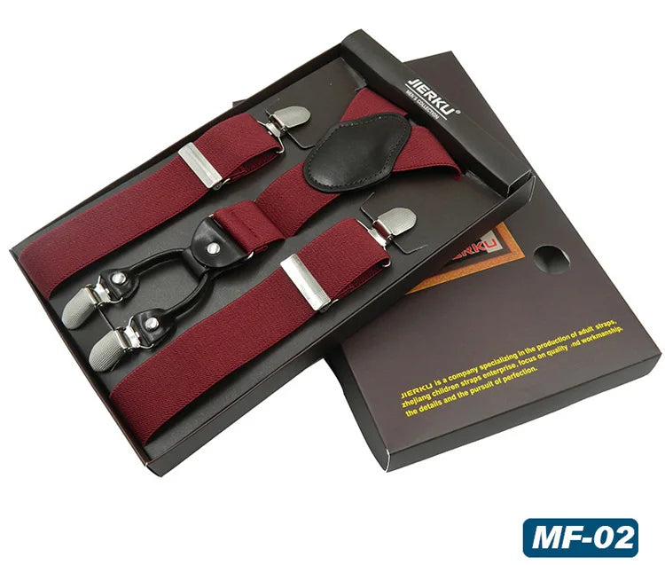Man Suspenders Fashion Braces Adjustable 4 Clips Leather Belt Strap Tirante Trousers Suspensorio Father - Visuel 12 | SAMAG